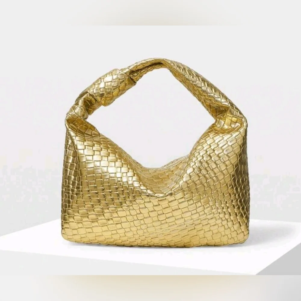 Gold Textured Hobo Bag